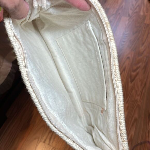 Vintage Crochet Cream Pastel Macrame Wristlet Clutch Bag, boho - Picture 5 of 6